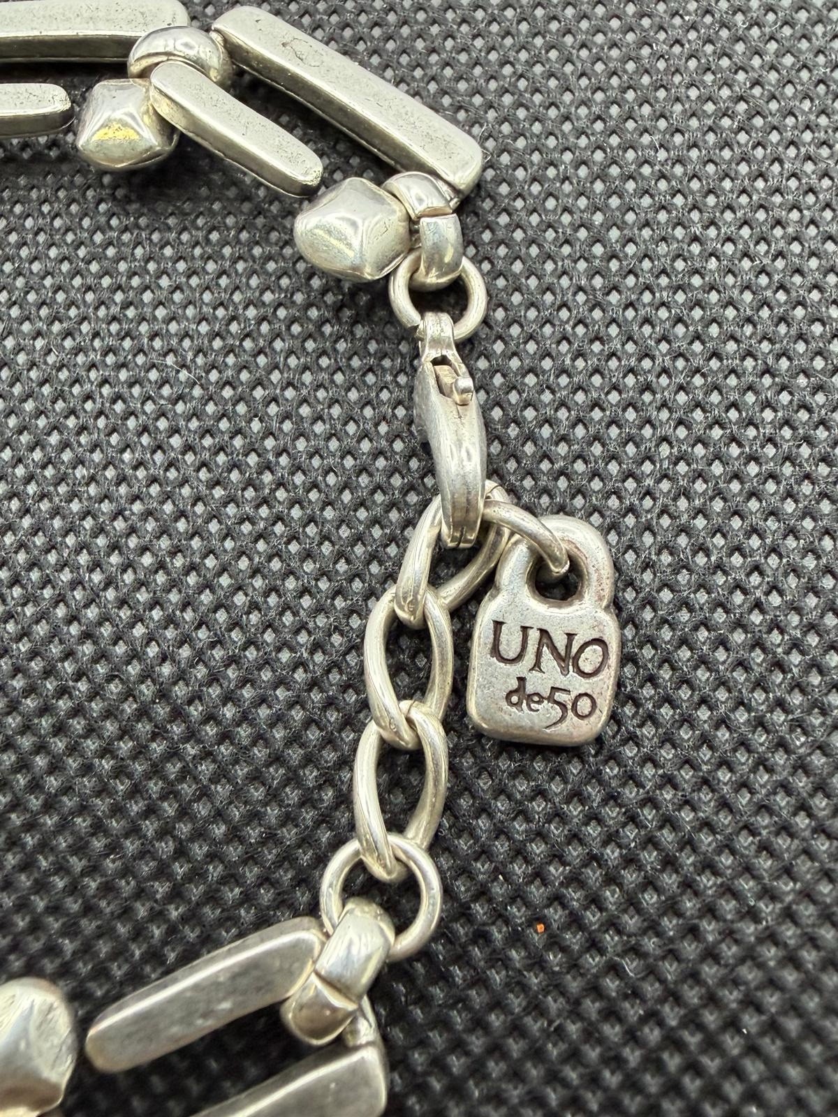 Uno de 50 ROOTS Silver Plated Bracelet Square Links Chain Medium