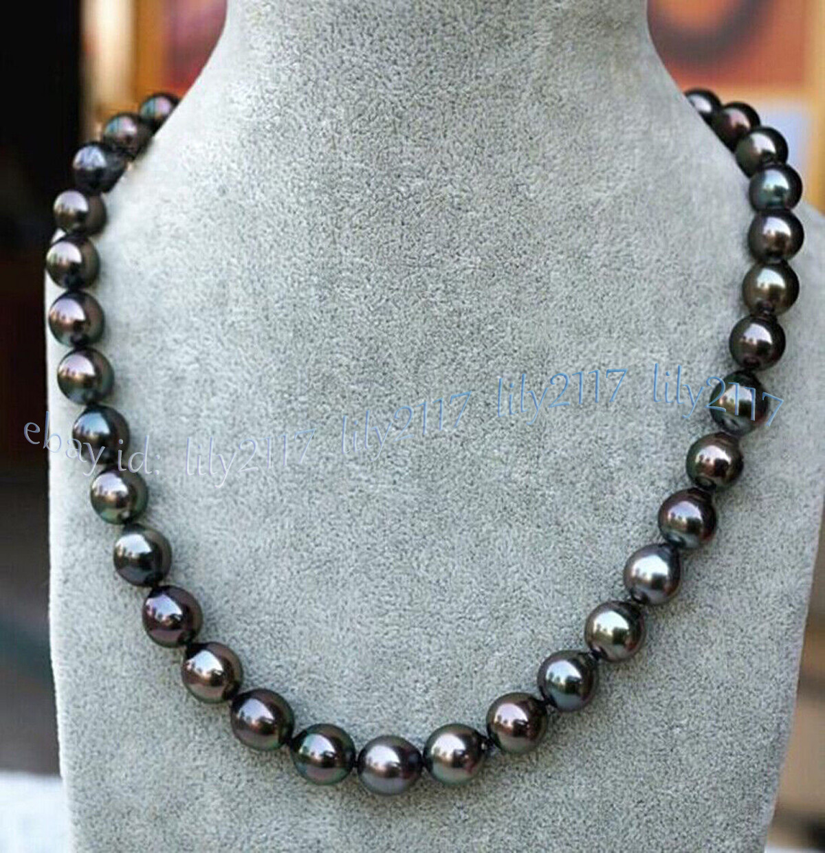 Genuine Natural Tahitian Black Pearl Jewelry Necklace 14-48″ 7-8/8-9/9-10mm