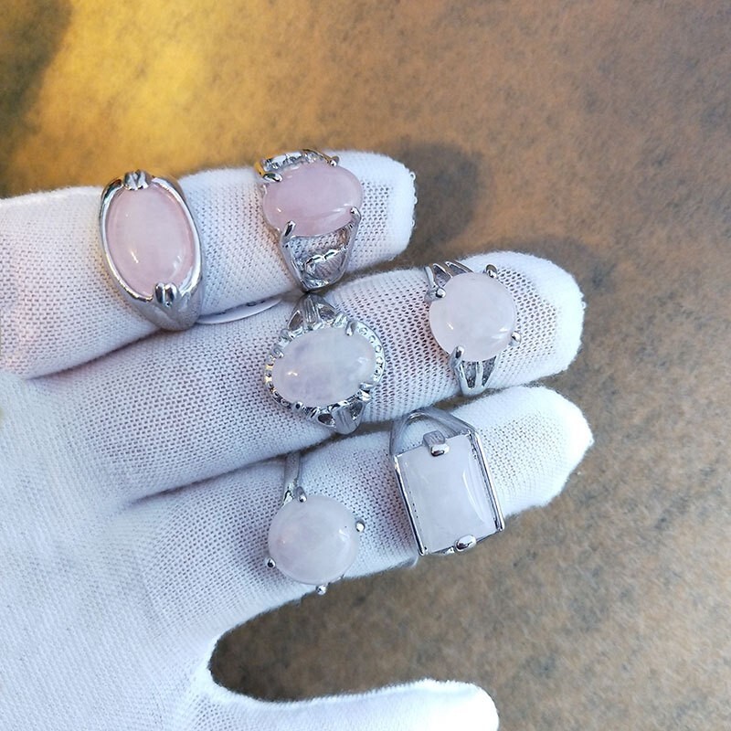 Wholesale 100Pcs Lot Mixed Ring Natural Stone Rings Women Gemstone Jewelry Bulk