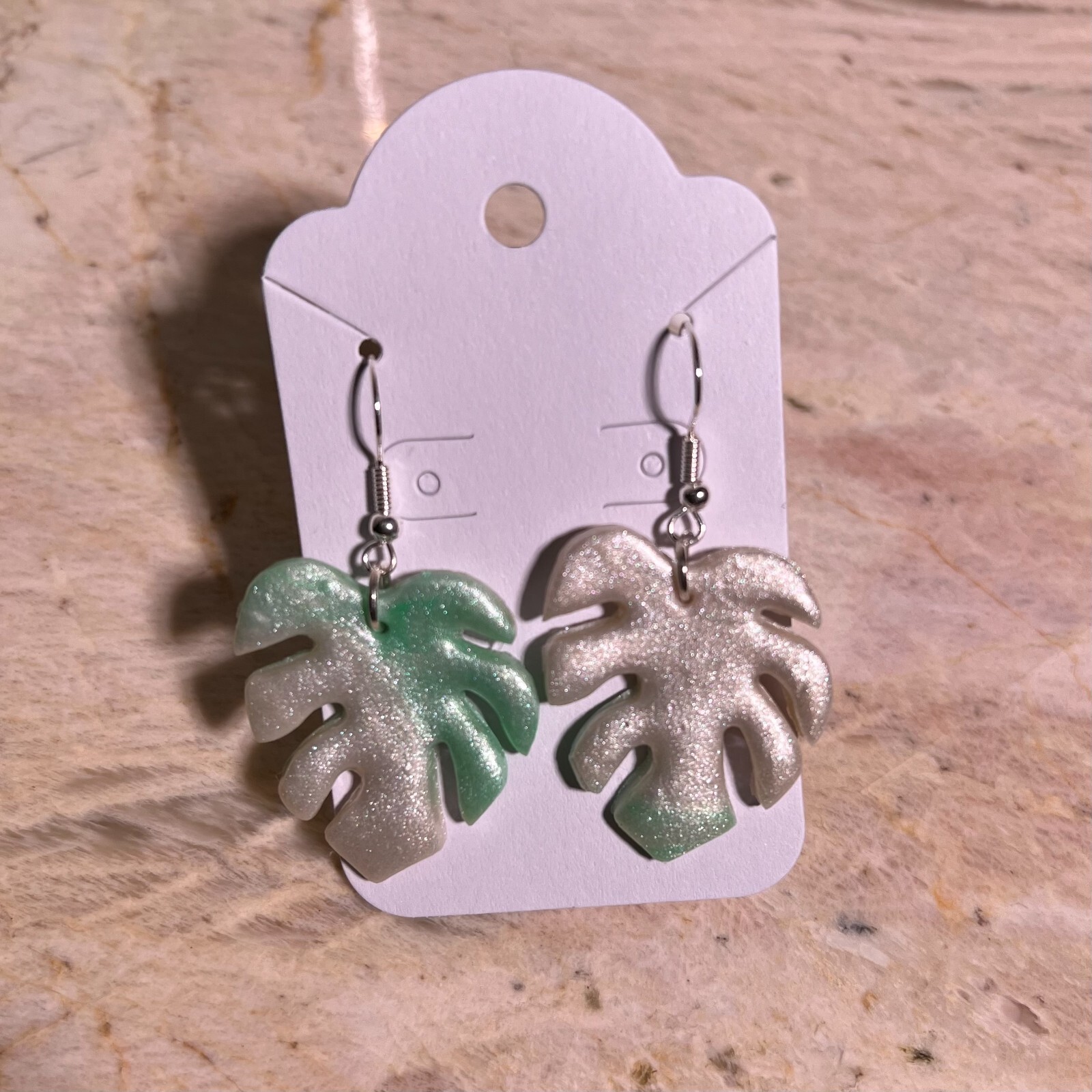 MONSTERA CLAY EARRINGS HANDMADE, GLAZED GREAT GIFT IDEA (SELECT FROM PHOTOS) #1
