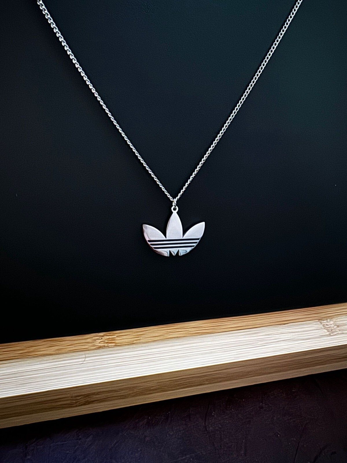 Adidas Necklace – Silver Plated – 24 Inch Thin Necklace – Soccer Necklace