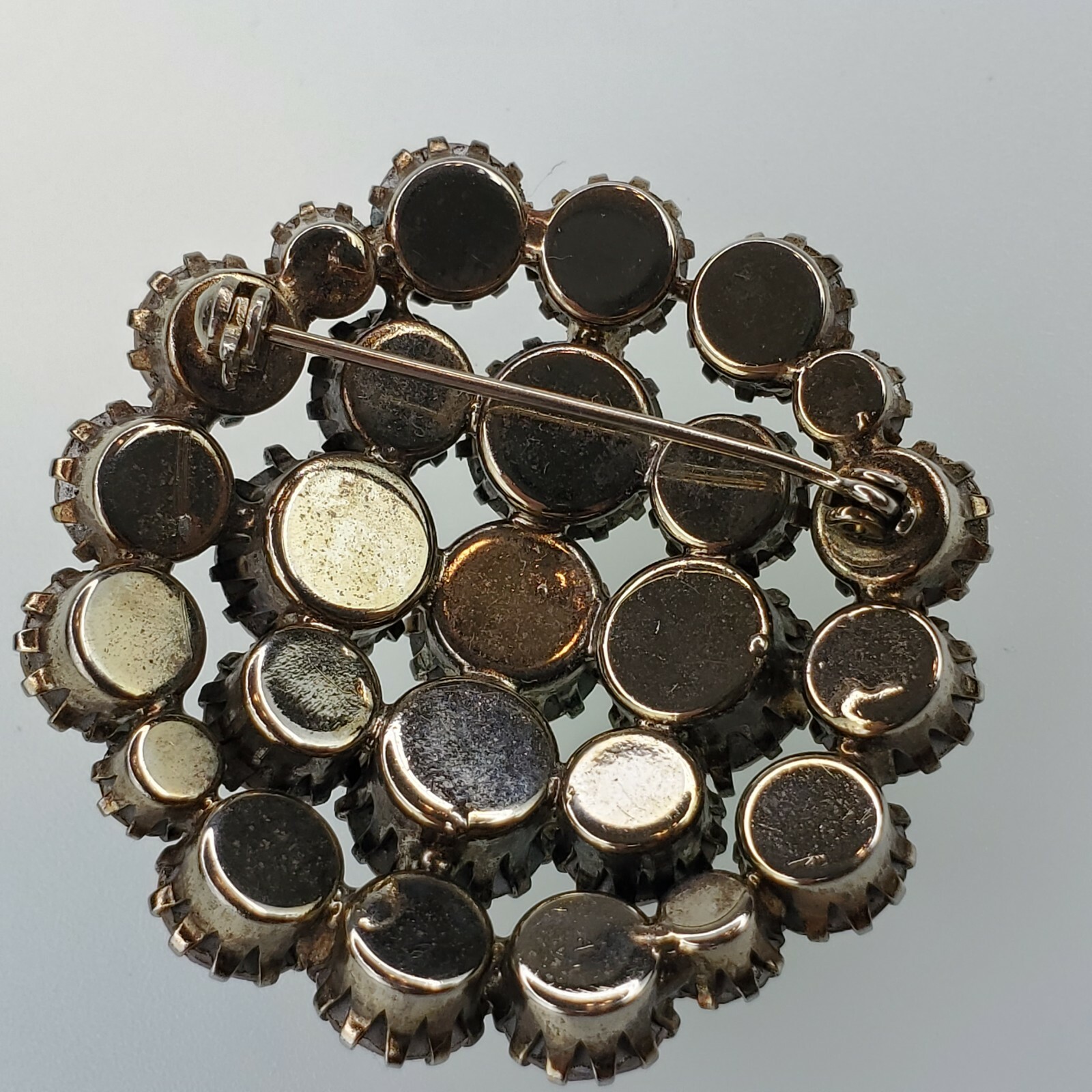 Statement Brooch Pin Areola Borealis Rhinestone Round Dome Encased Faceted