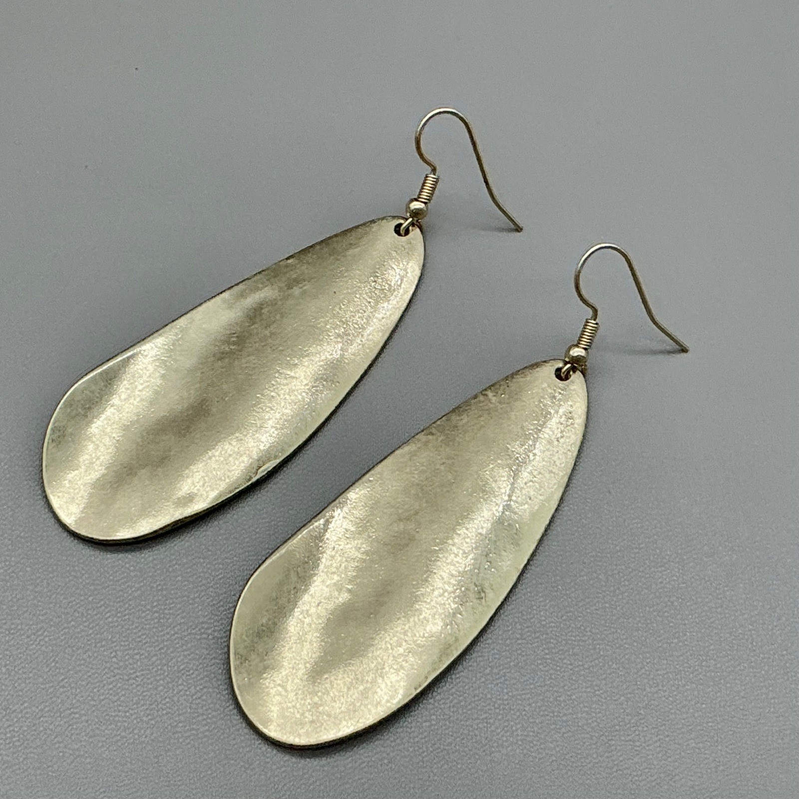 Earrings Women Gold Tone Hammered Teardrop Dangle Boho Lightweight 2.25 Inches
