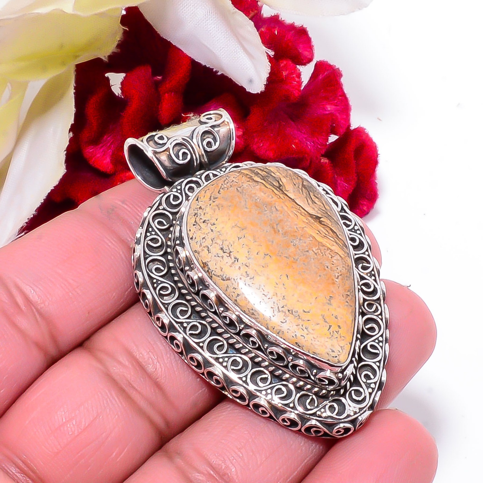 Picture Jasper Fine Art 925 Sterling Silver Pendant 2.15 Sk51, Christmas Gift