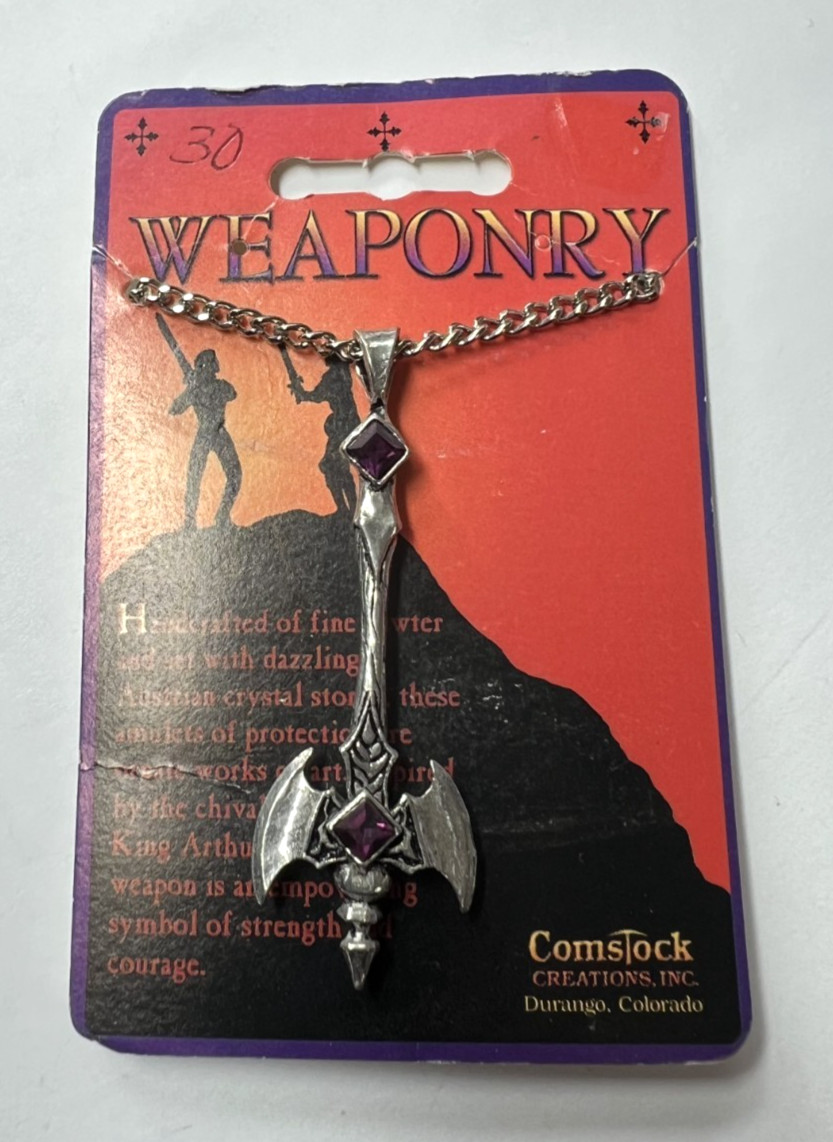 Comstock Creations Weapon Lead Free Pewter Dbl Battle Axe Necklace Old Inventory