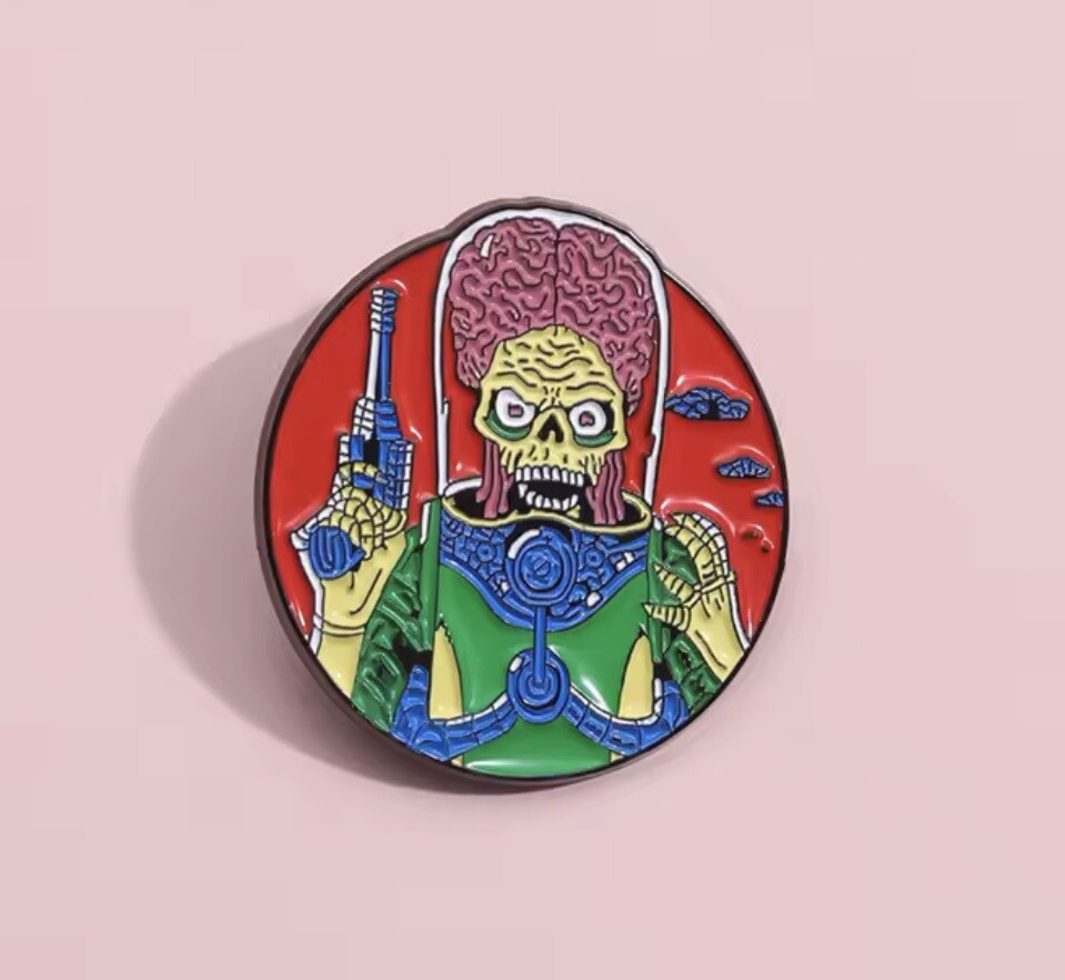 Mars Attacks Alien Style Pin Rubber Pin Backer Alien Brooch Nostalgic Enamel Pin