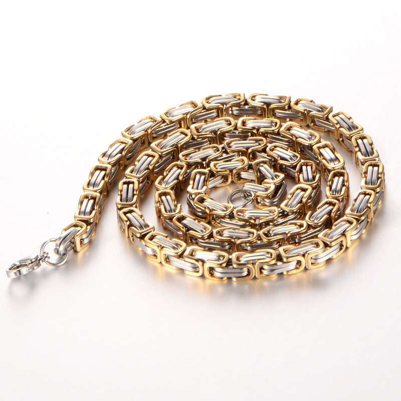4/5/8mm Stainless Steel Byzantine Link Chain Necklace For Men Gold Silver Black
