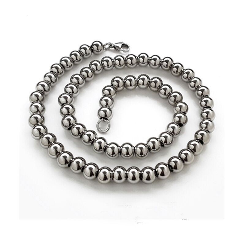 4/6/8/10mm Real Stainless Steel Solid Heavy Bead Ball Chain Necklace Link