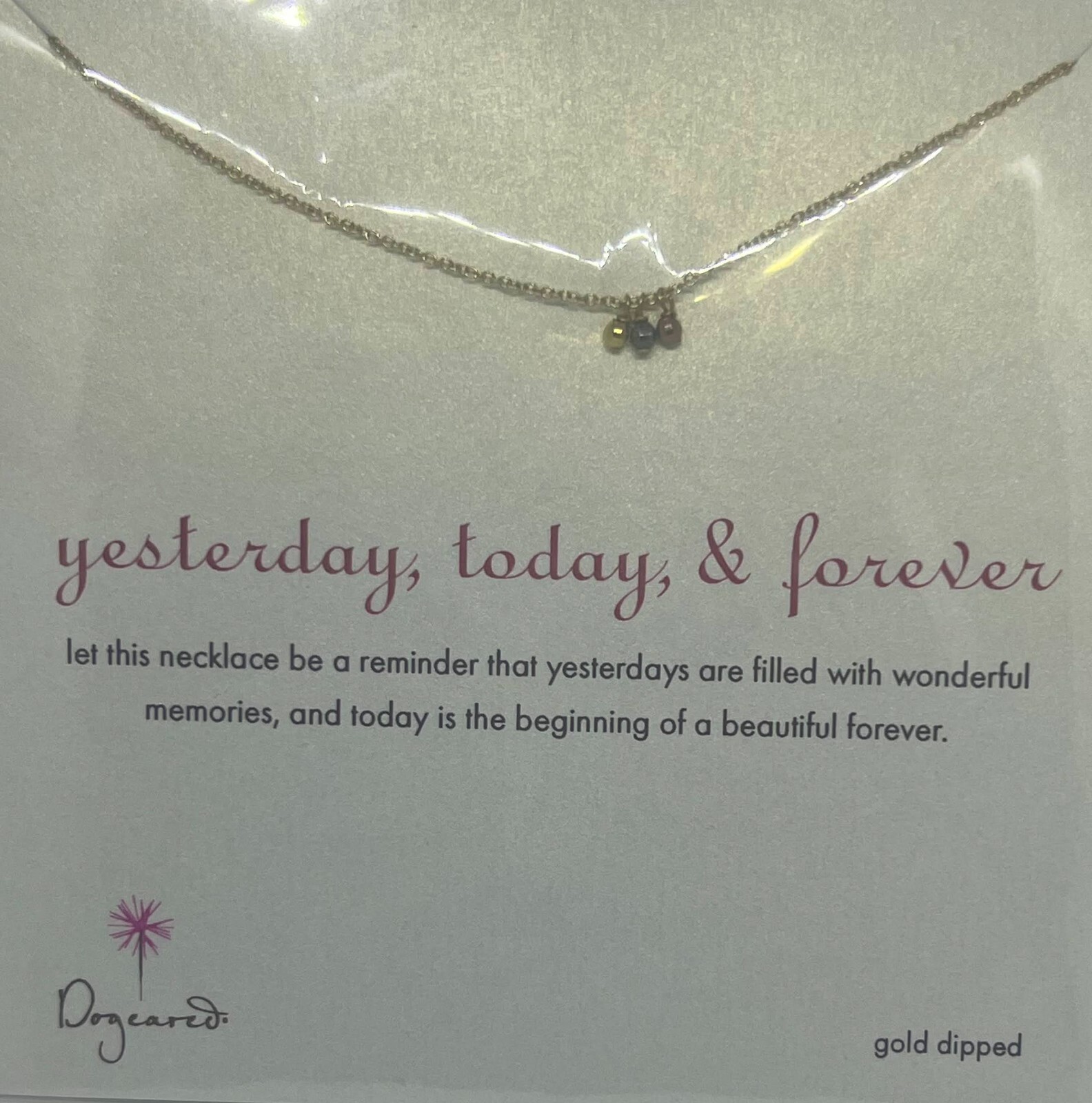 Dogeared sterling silver yesterday, today and forever chain w/pendant necklace