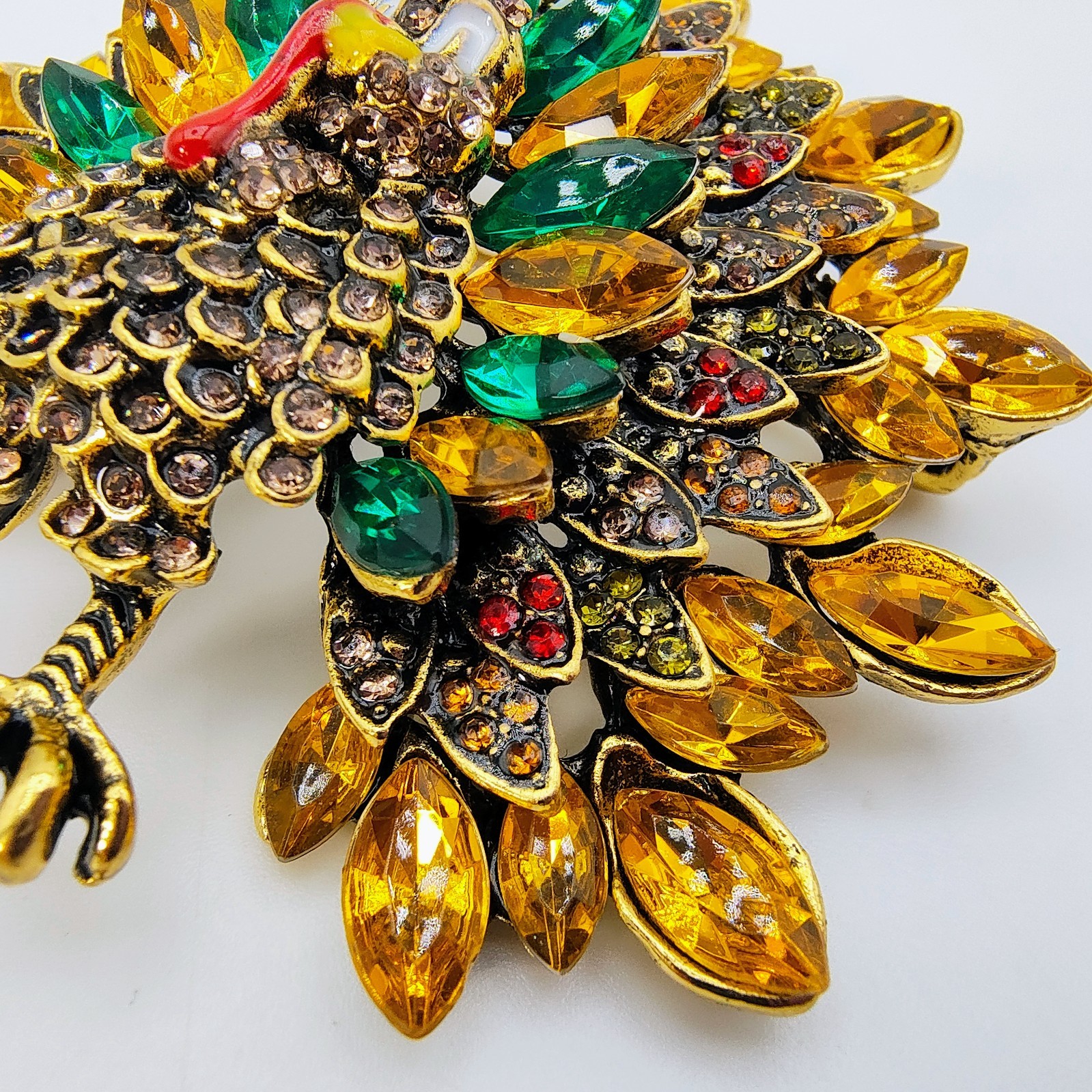 Thanksgiving Turkey Statement Brooch Pin Rhinestone Gobble Fall Autumn Harvest