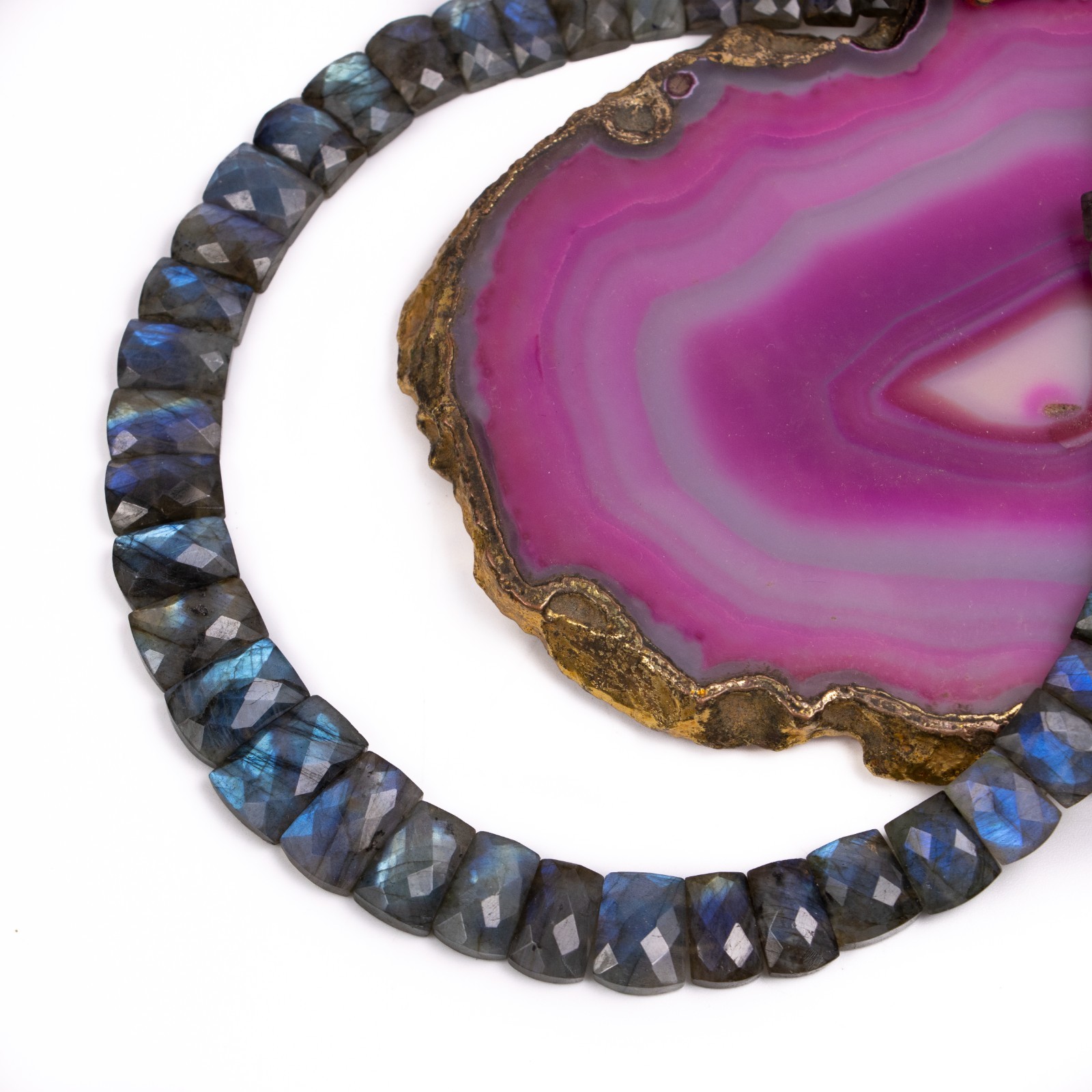 Labradorite Fancy Shape Layout Necklace, 10X7MM To 17X11MM, Faceted Gemstone