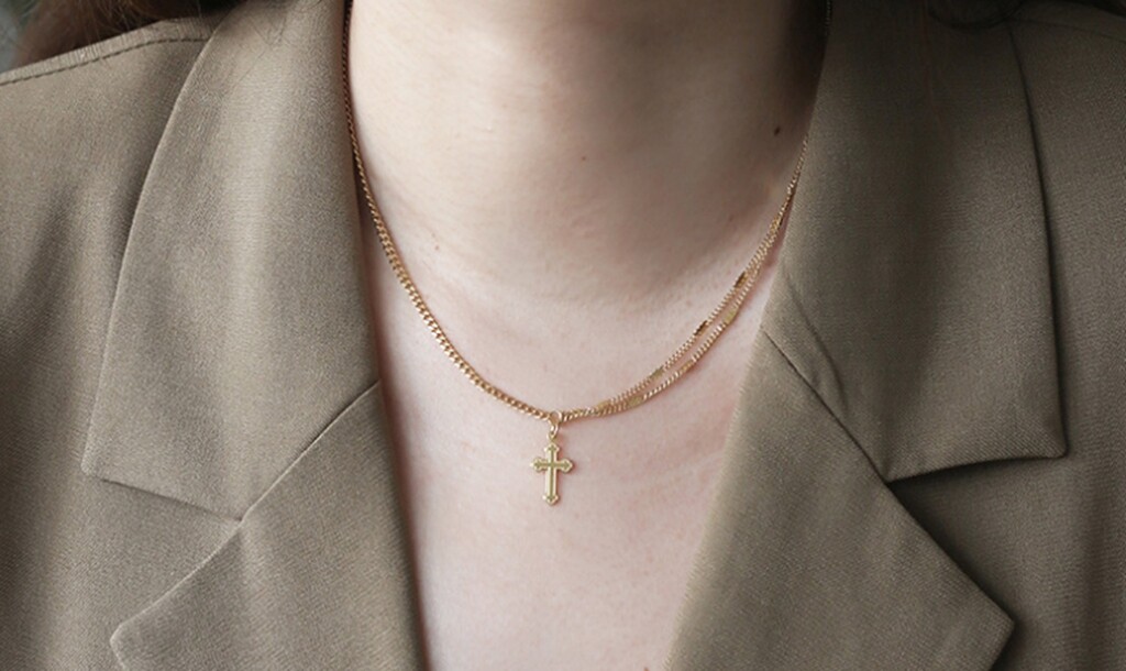 Chic Fashion Women Titanium Stainless Steel Cross Mixed Chain Necklace 16-18″