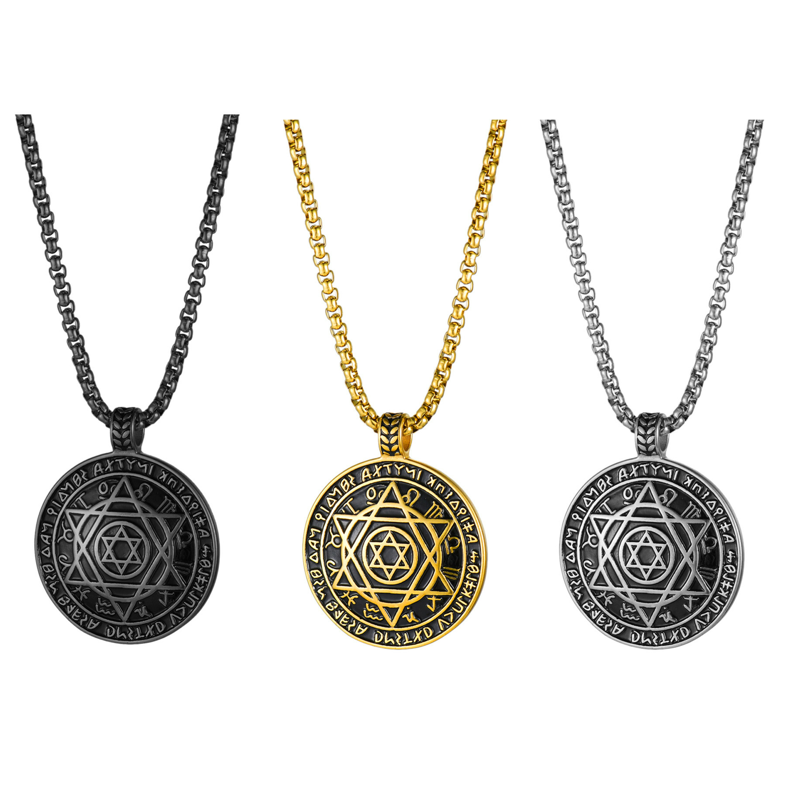 Talisman Seal Solomon Six-pointed Star 12 Constellation Unisex Pendant Necklace