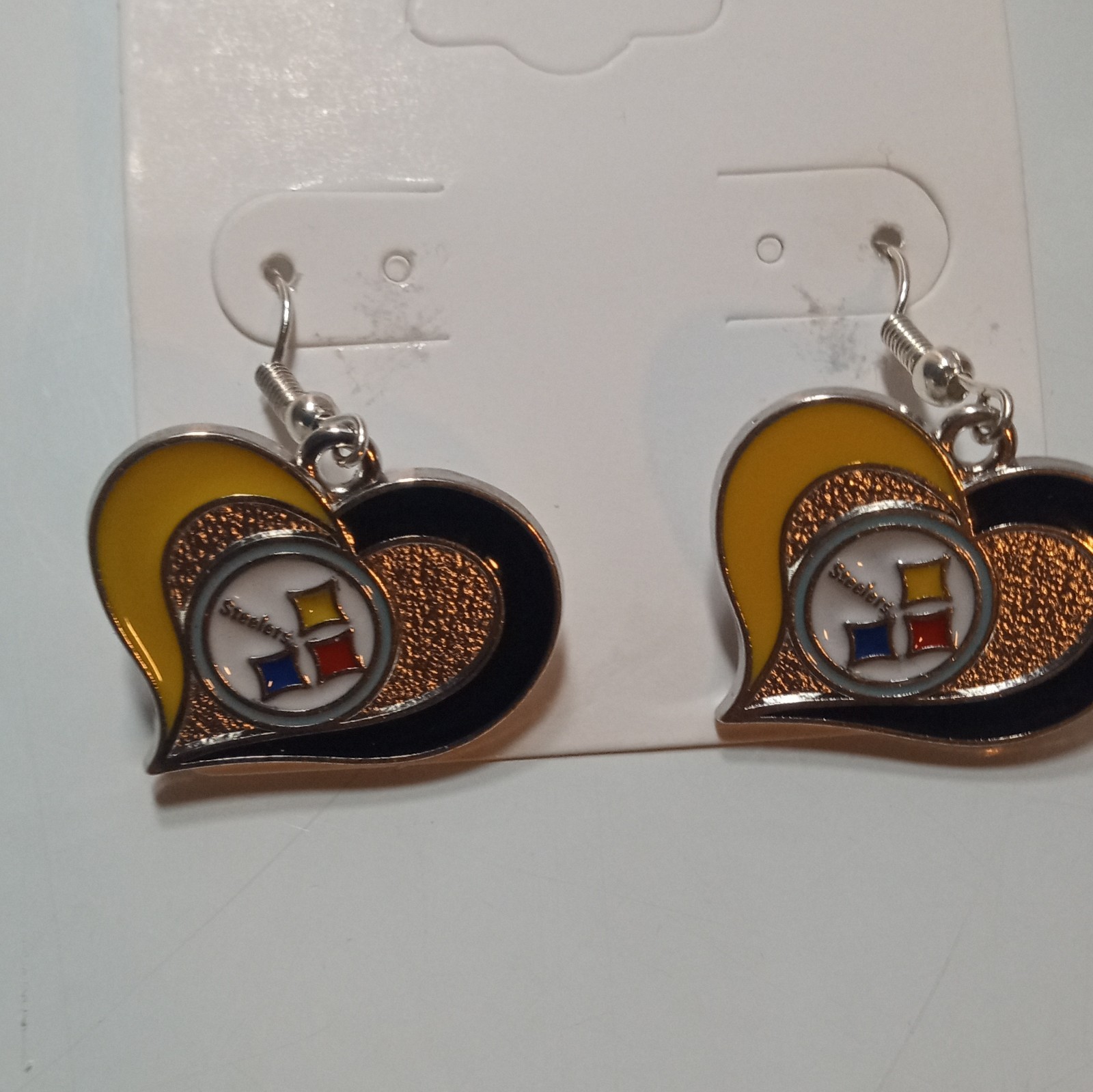 Metal & Enamel Multicolor Heart Love Dangle/Drop Hook Earrings, No Stone