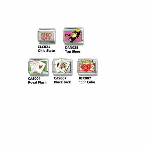 Stainless Steel 9MM Italian Charms Casa D’Oro Ohio State Tap Cards Cake U PIK