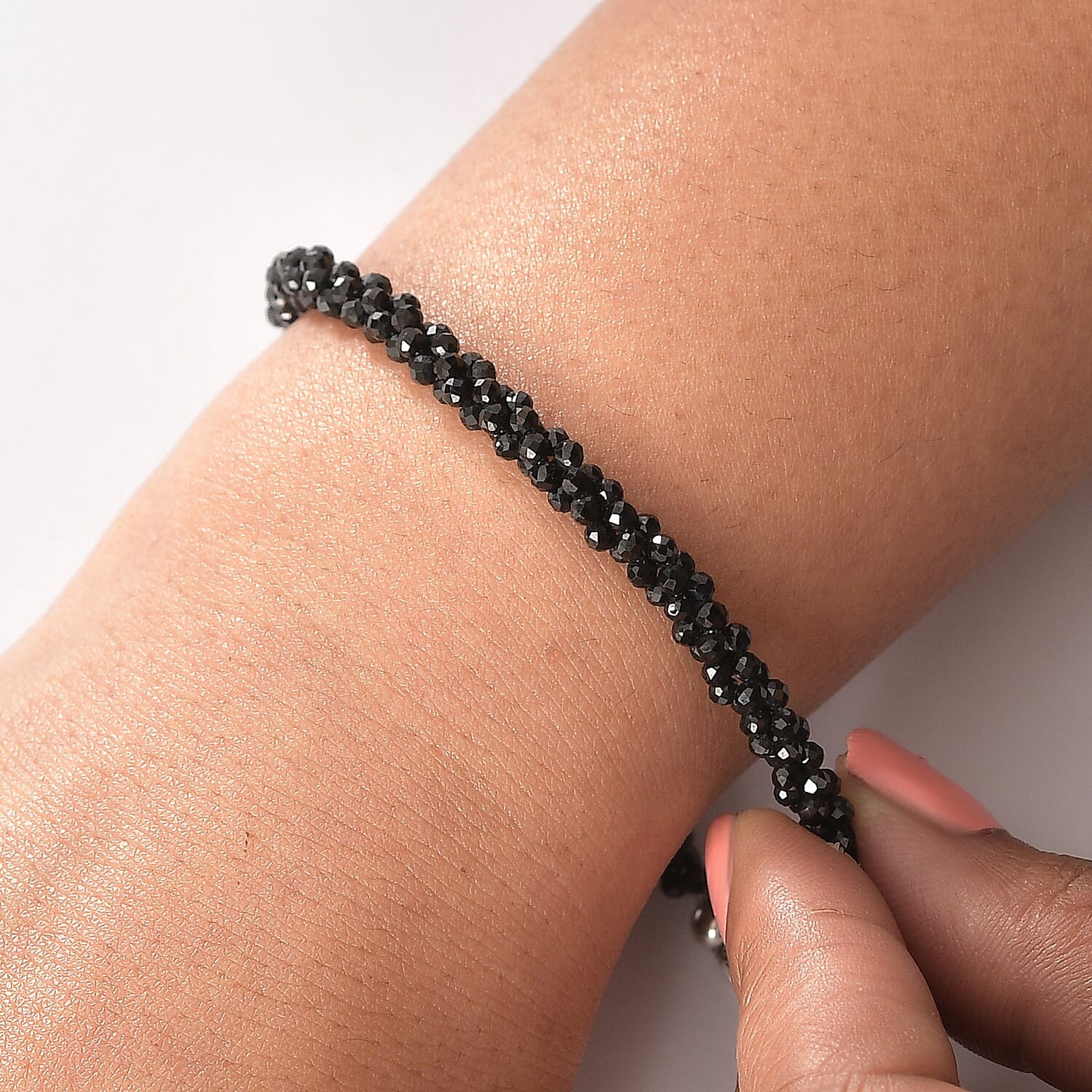 Black Spinel 27.00 ctw Twisted Bracelet in Rhodium Sterling Silver 7.25 In