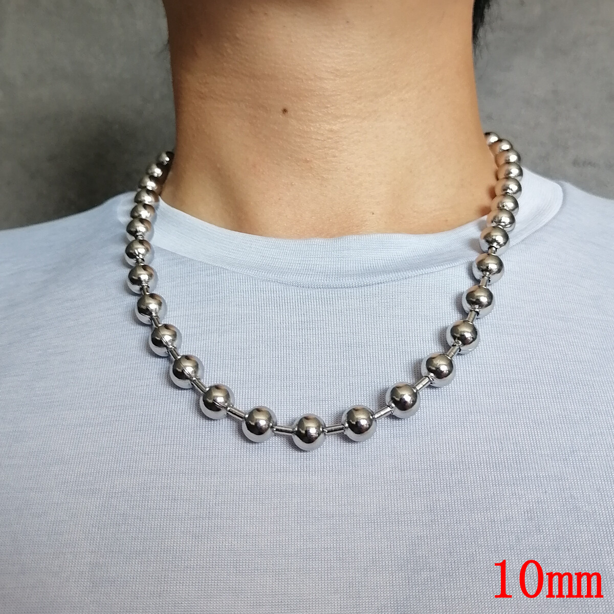 Punk Ball Chain Necklace 316L Stainless Steel, 2000’s Y2K Large bead jewelry