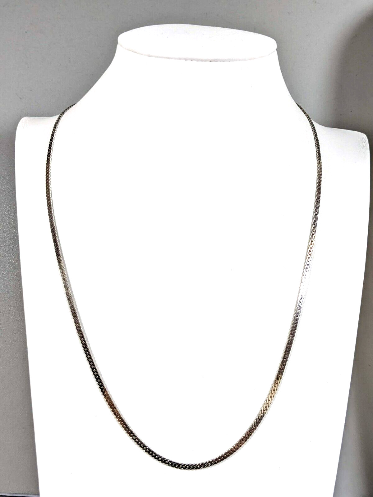 Silver Tone Classic Style Herringbone Chain 3mm Wide 23.5 in