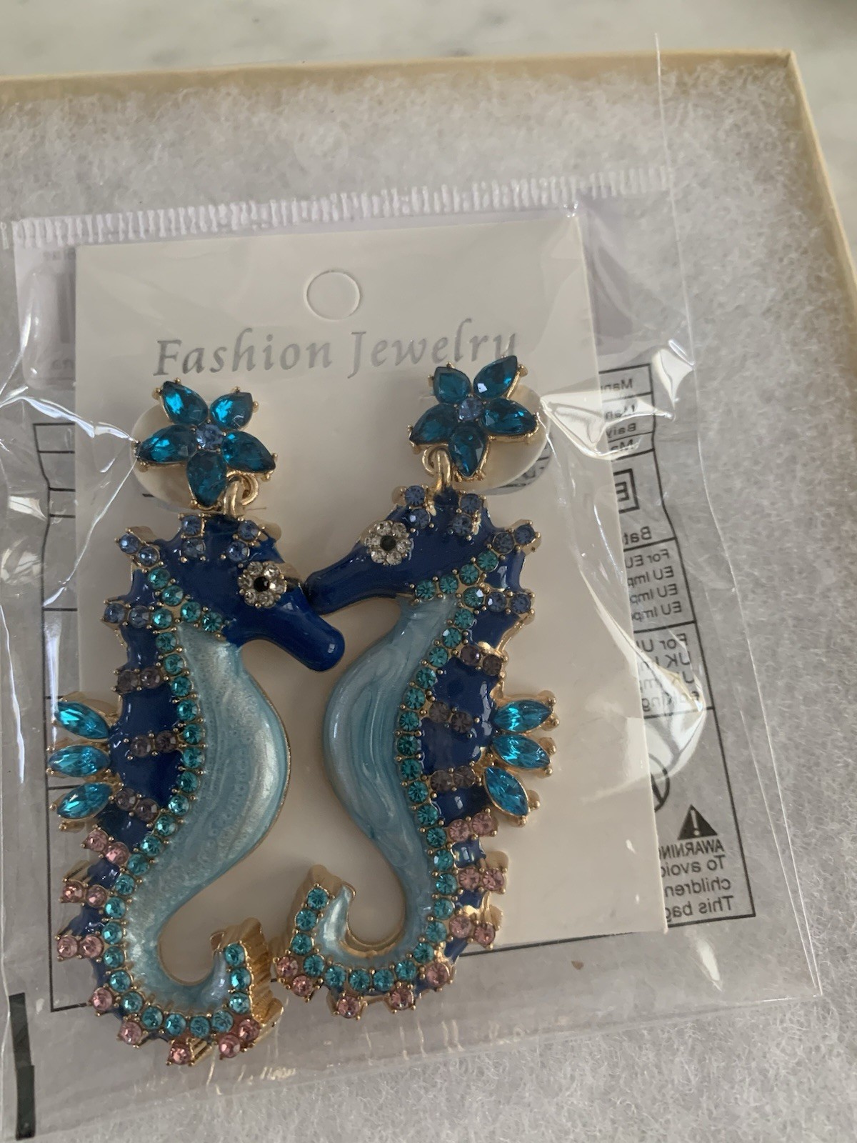 Elegant Seahorse Dangle Earrings Vintage Inspired Zinc alloy With Rhinestones