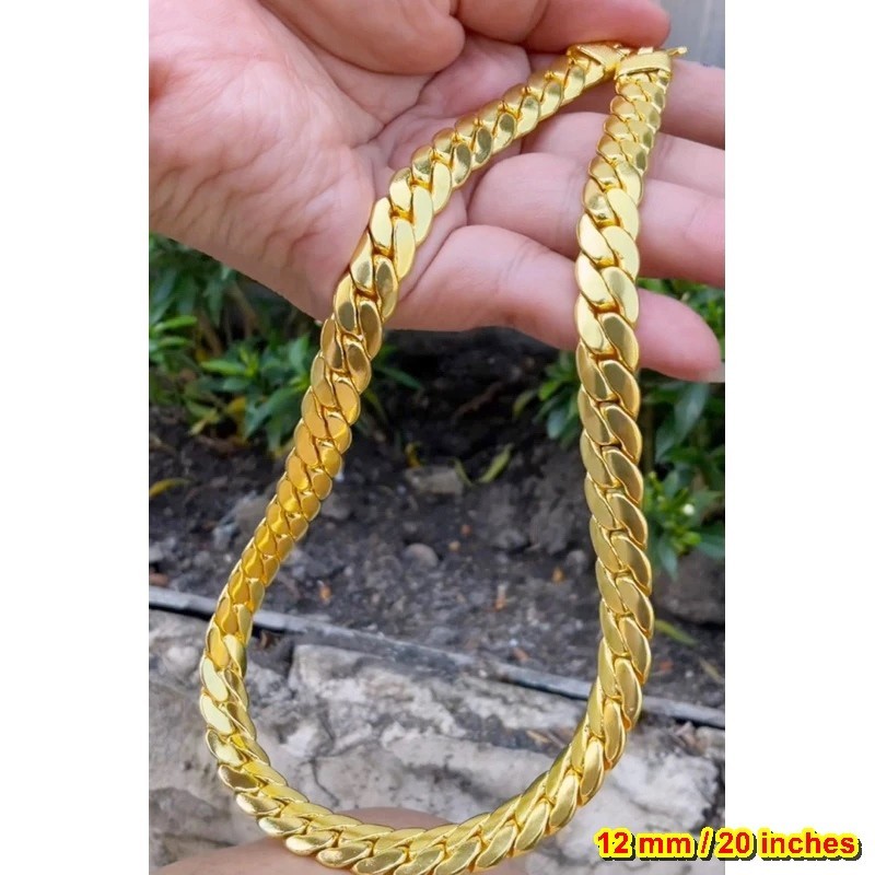 C8 Bracelet 24k Gold Plated Men Women Jewelry Gem Yellow wide 12mm. long 20″
