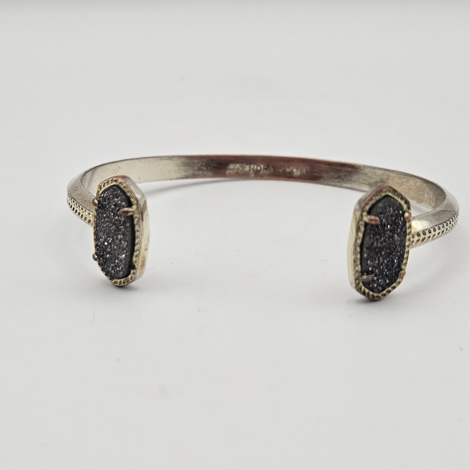 Kendra Scott Elton Open Cuff Bracelet – Black Drusy Stones