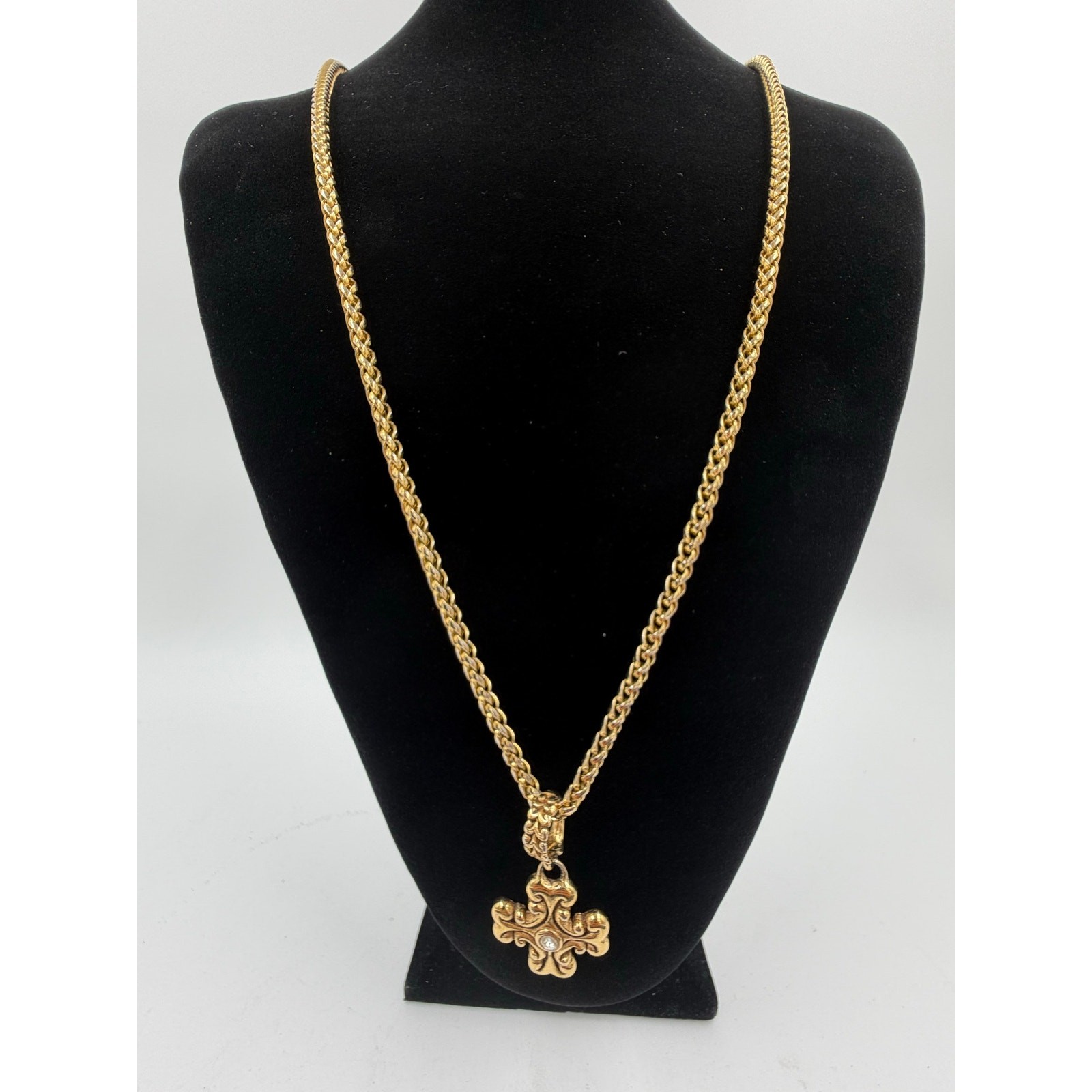 Premier Designs Gold Tone Cross Pendant Necklace 28”
