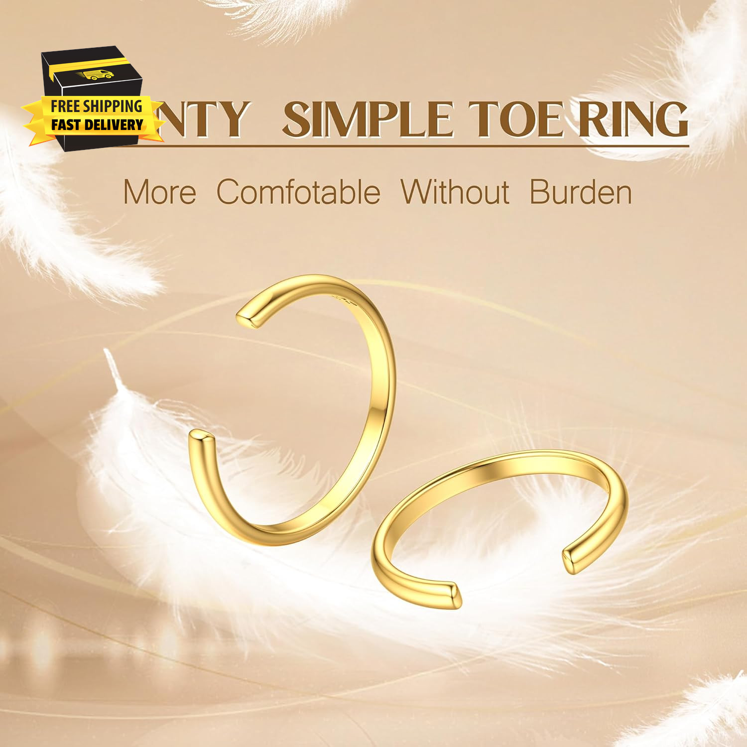 14K Gold Plated Toe Rings Adjustable Open Toe Rings Cubic Zirconia Band Toe Ring