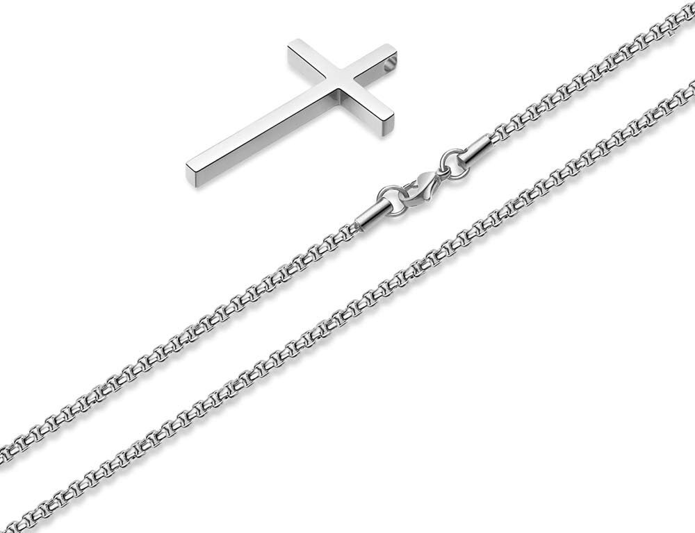 Stylish Cross Pendant Necklace for Men – Hypoallergenic Steel – 16 to 30 Inch