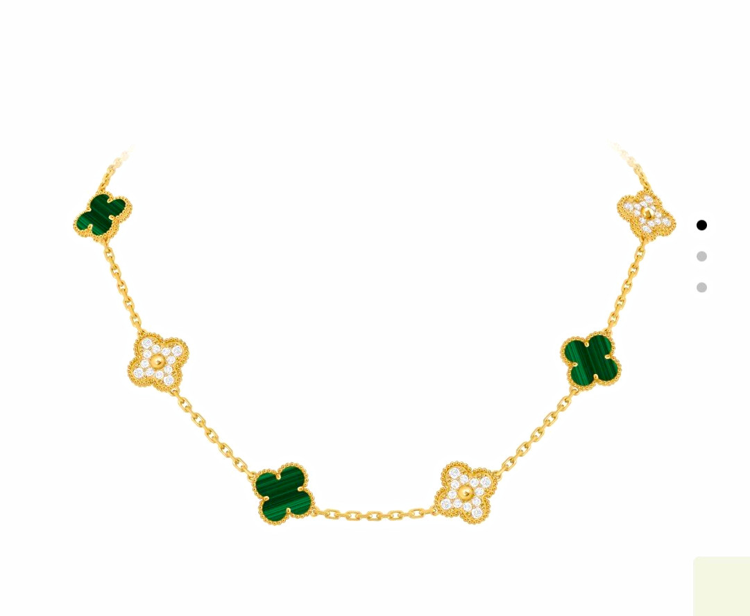Van CleefVintage Alhambra necklace, 10 motifs 18Kyellow gold, Diamond, Malachite