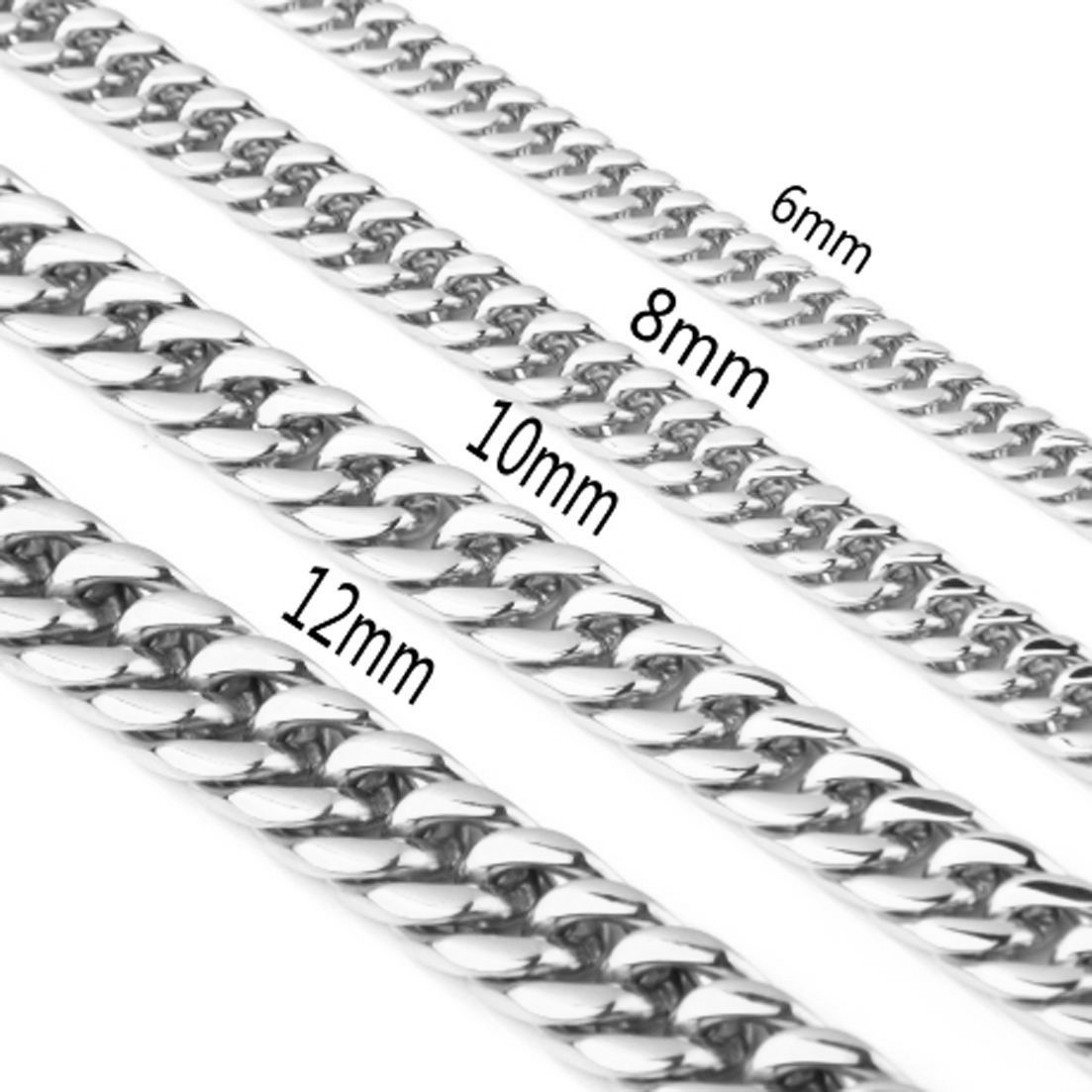 8mm-19mm 7-11″ Stainless Steel Silver Gold Black Cuban Women Mens Chain Bracelet