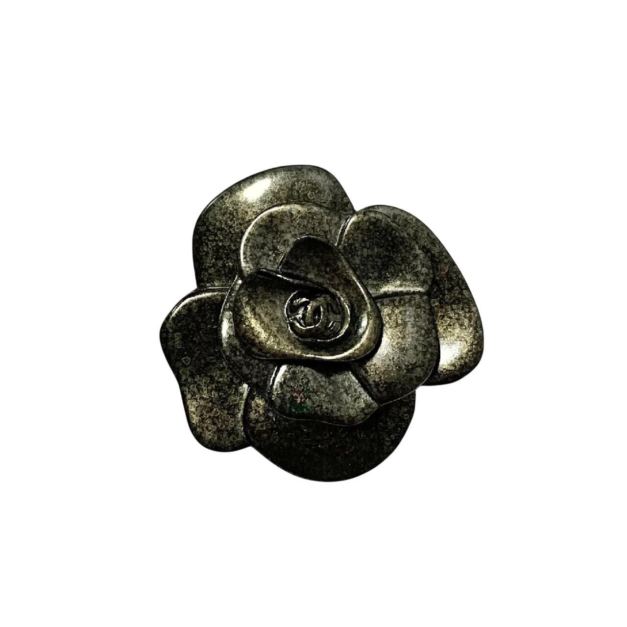 CHANEL Brooch 01A Coco Mark Camellia Flower Bronze