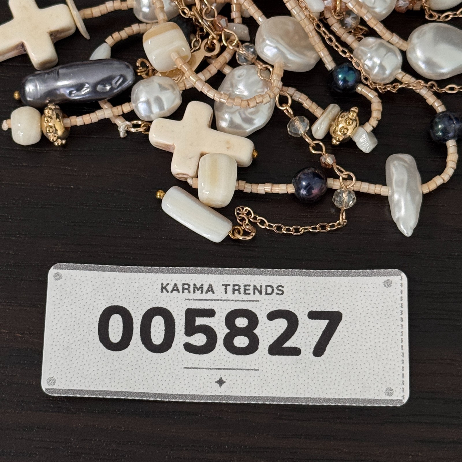 Free People Ariana Ost Something Beautiful Necklace Beaded Layer Cross Statement