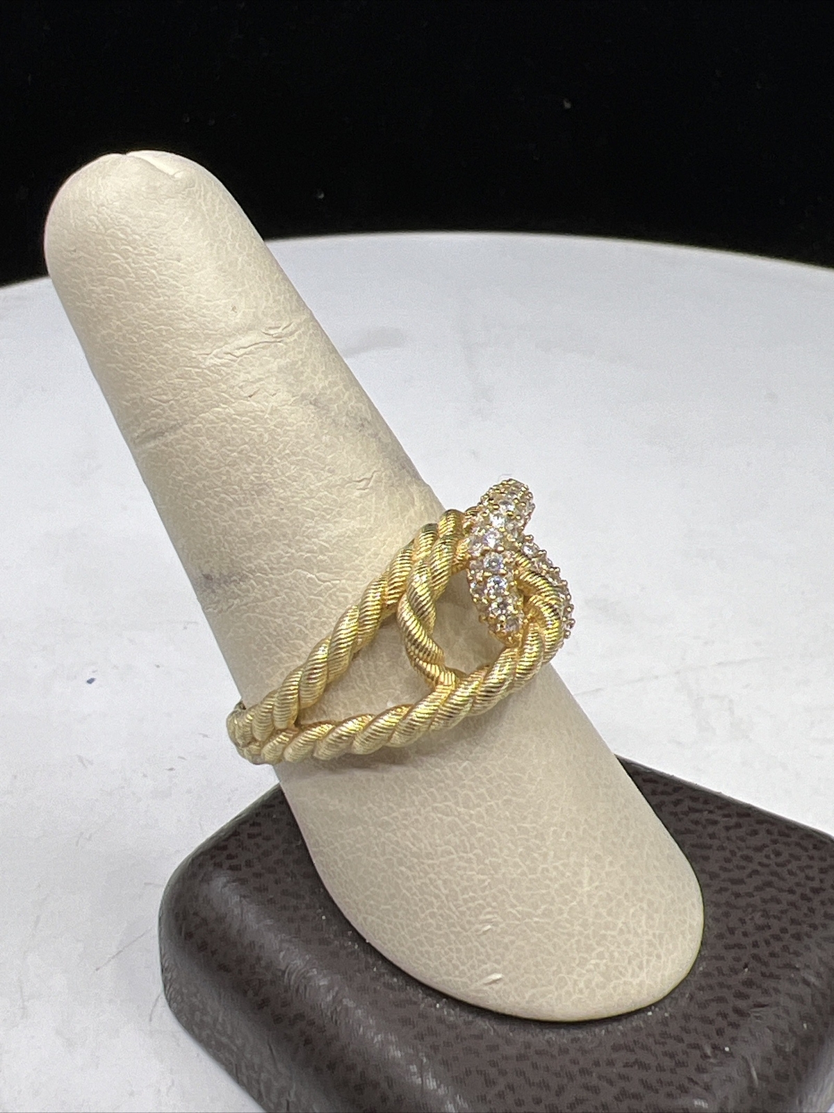 Judith Ripka 1.10 Bella Luce Diamond Simulated CZ Gold Clad Ring Sterling Silver