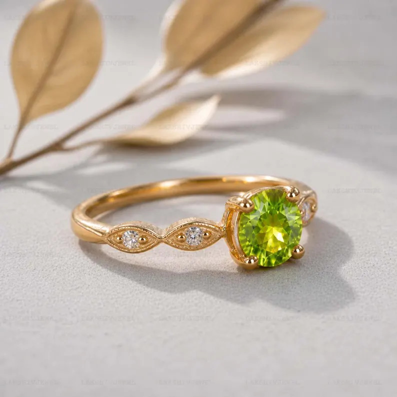Peridot Ring, Brass Gold Alloy ,Red Gemstone Ring ,Women Gift for her