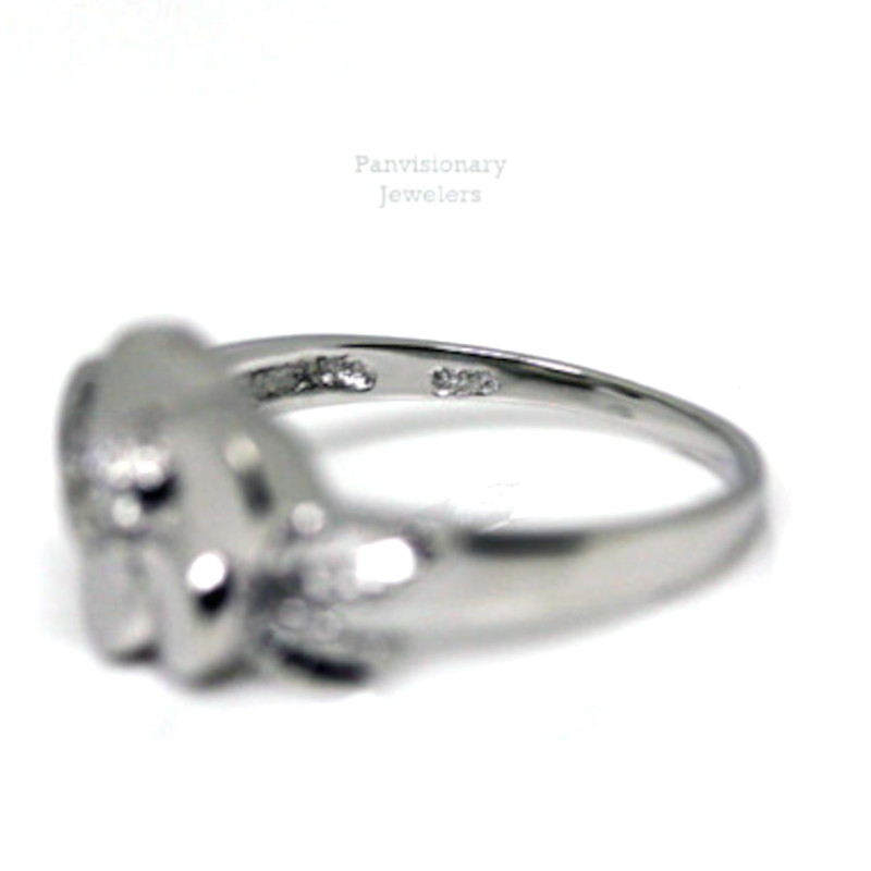 15mm Plumeria Flower Ring CZ White Gold Plated 925 Sterling 5 6 7 8 9 +1/2 sizes