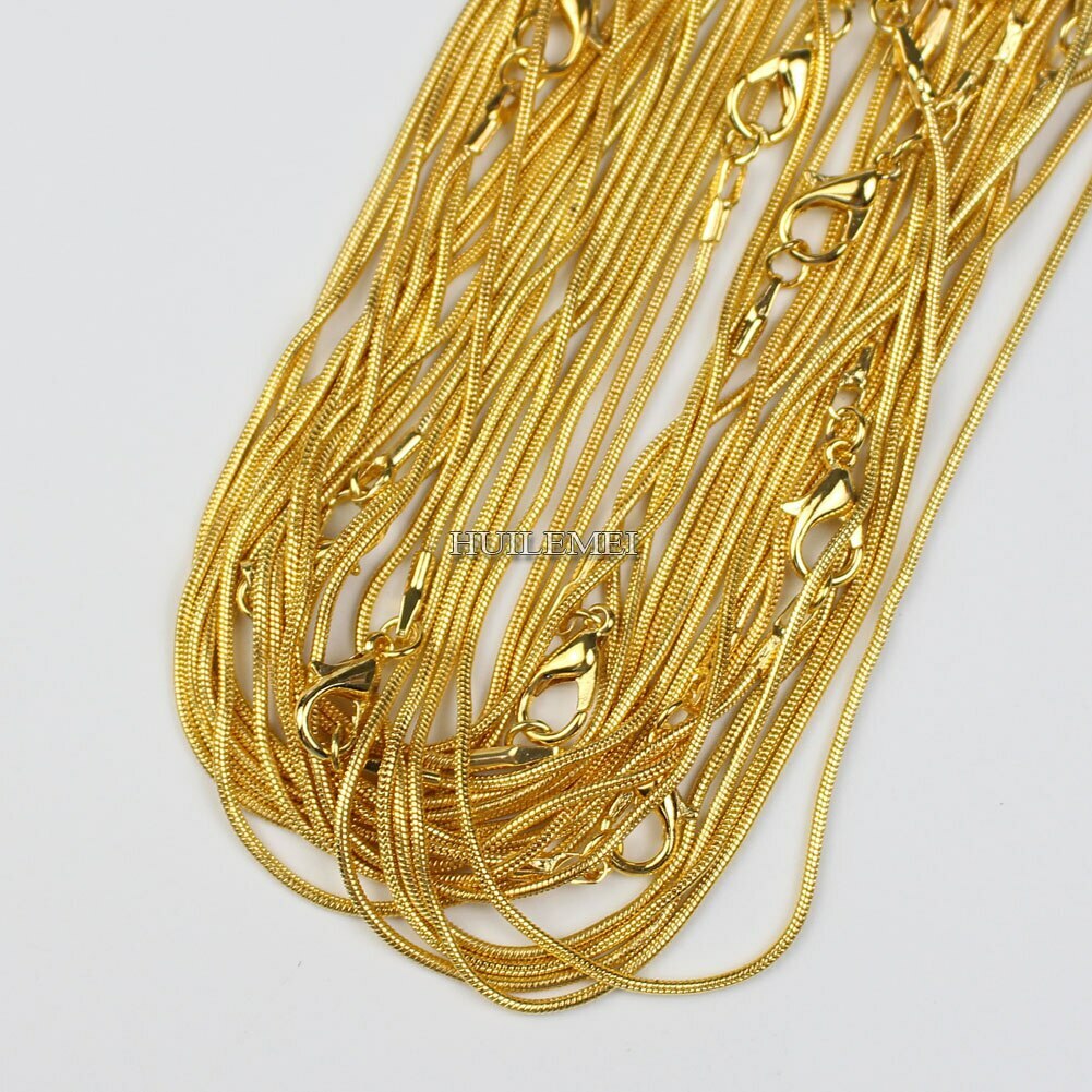 5pcs Silver / Gold Color 1.2mm Snake Chain Necklaces for Women 16″ 18″ 20″ 24″