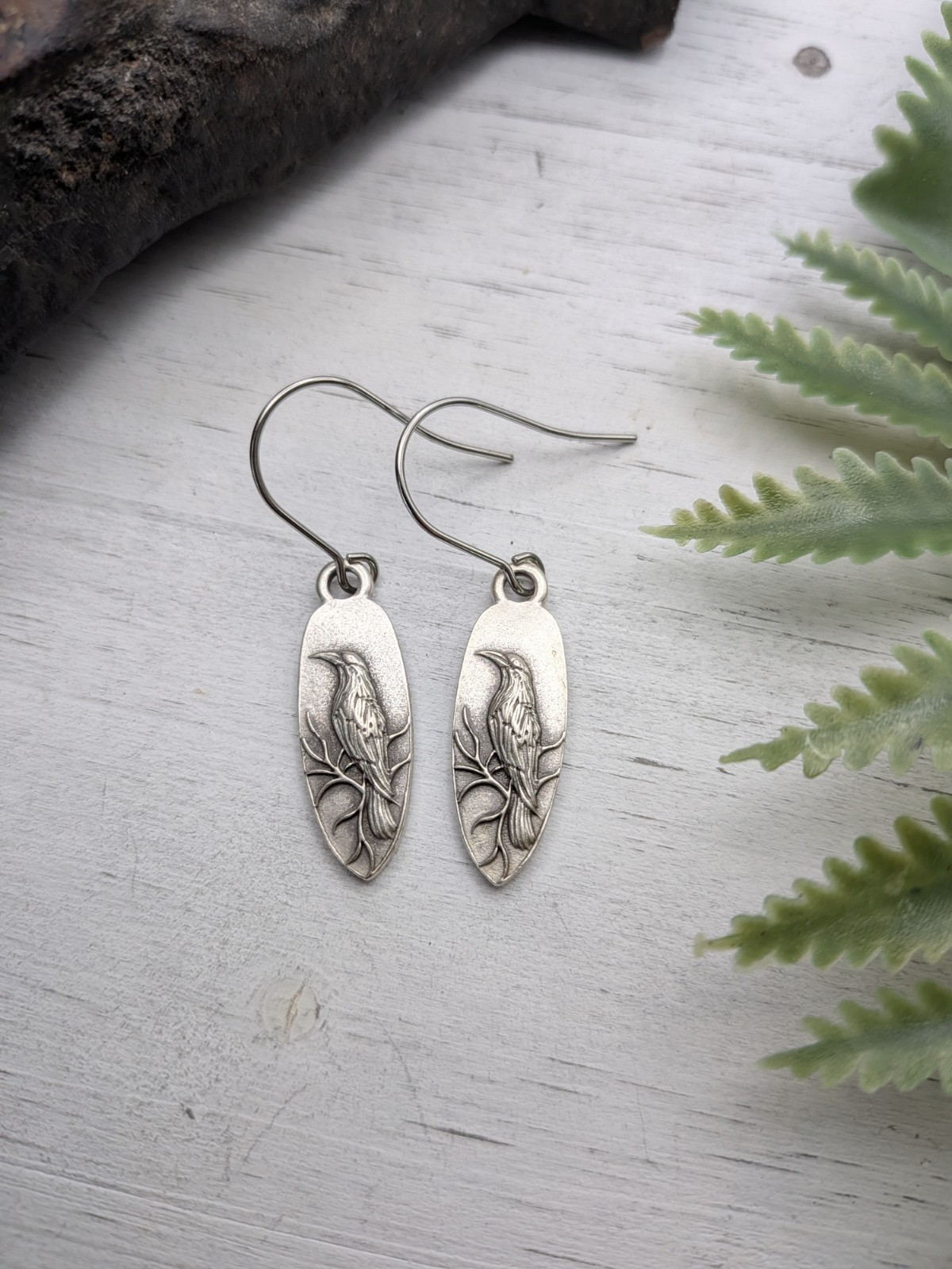 Raven Earrings / Crow Earrings/ Black Bird Jewelry