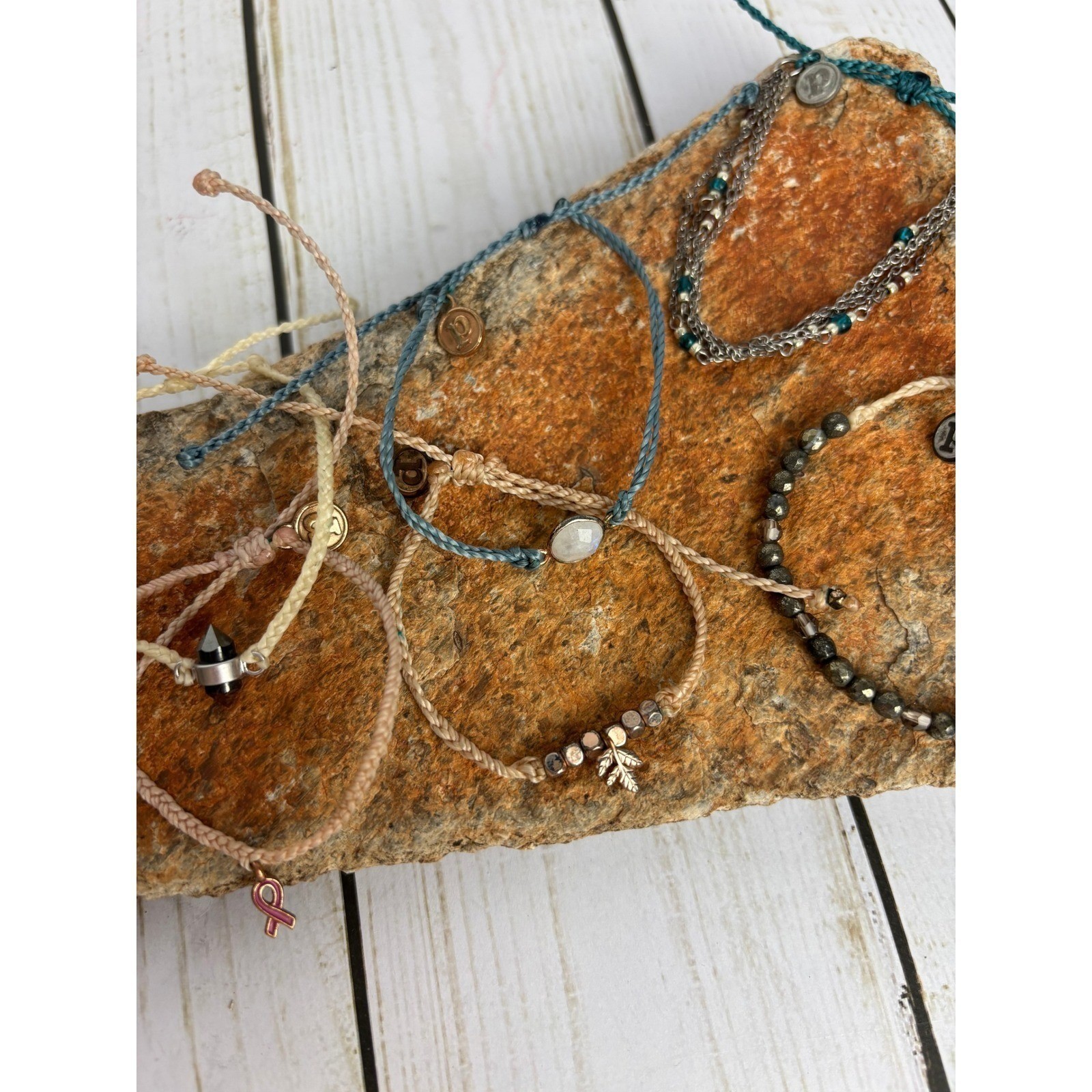 Pura Vida Bracelet Bundle Lot of 8 Waxed String Beaded Charms Boho Stack P179