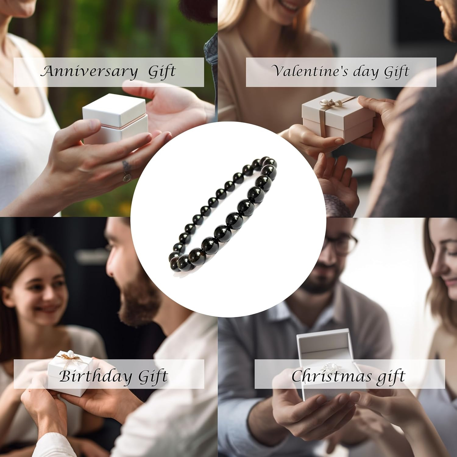 Black Tourmaline Bracelets for Men Protection Bracelets for Women Chakra Feng Sh