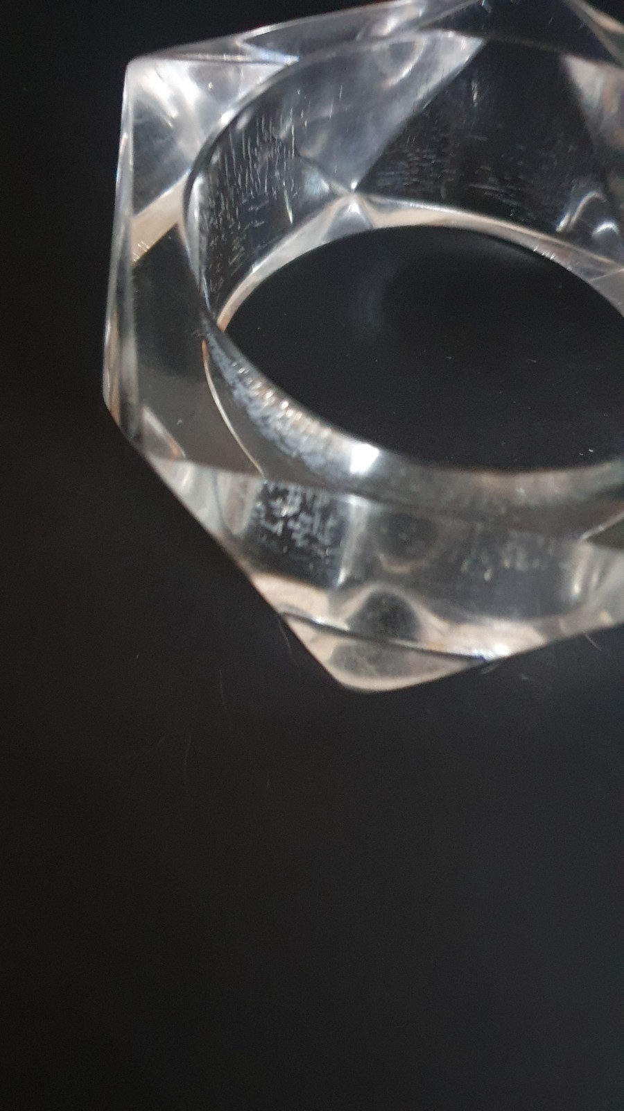 Vintage 1980s Marion Godart Bangle Bracelet Large Chunky Clear Lucite Pentagon