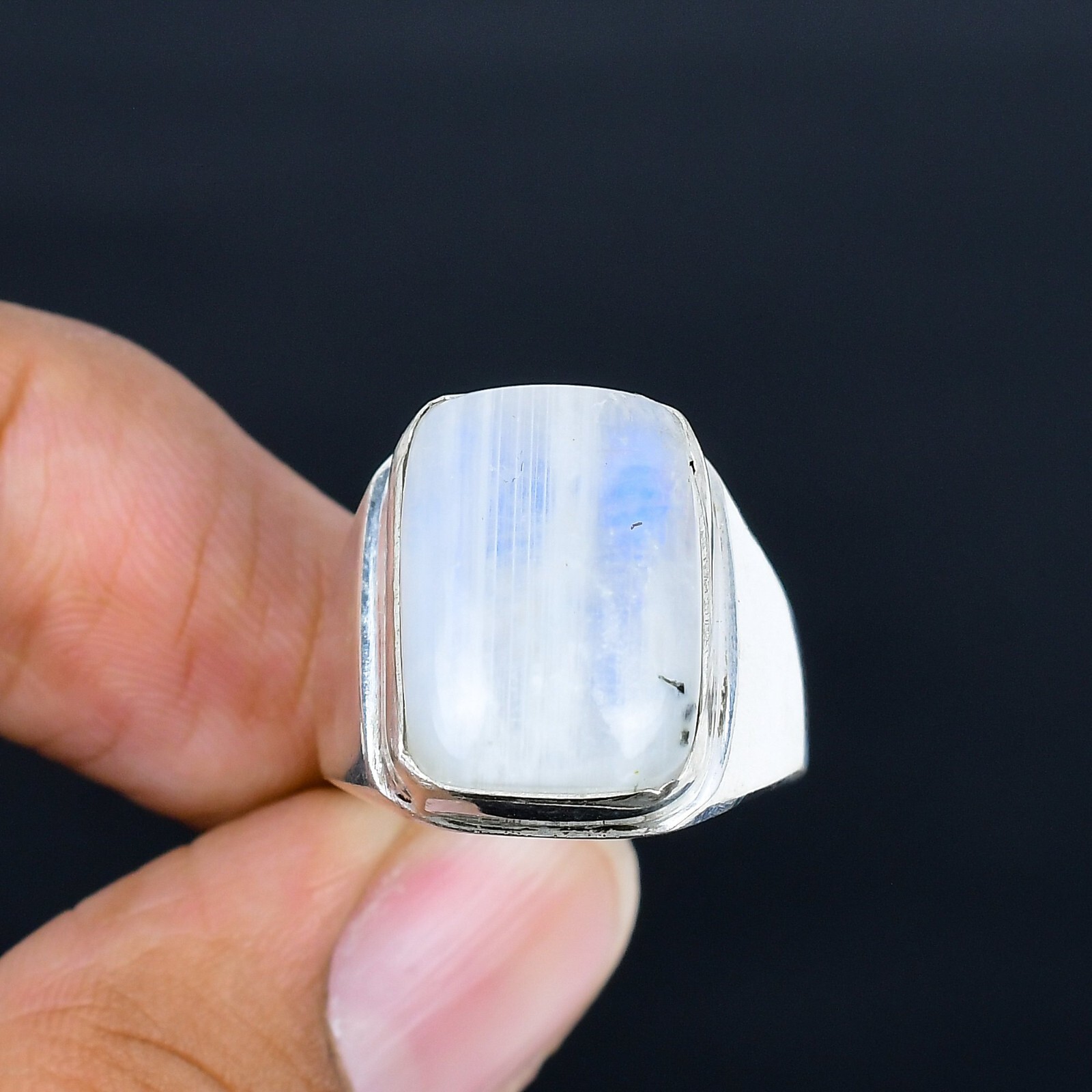 Rainbow Moonstone Gemstone Ethnic Handmade Man’s Ring Jewelry Gift LG-1111