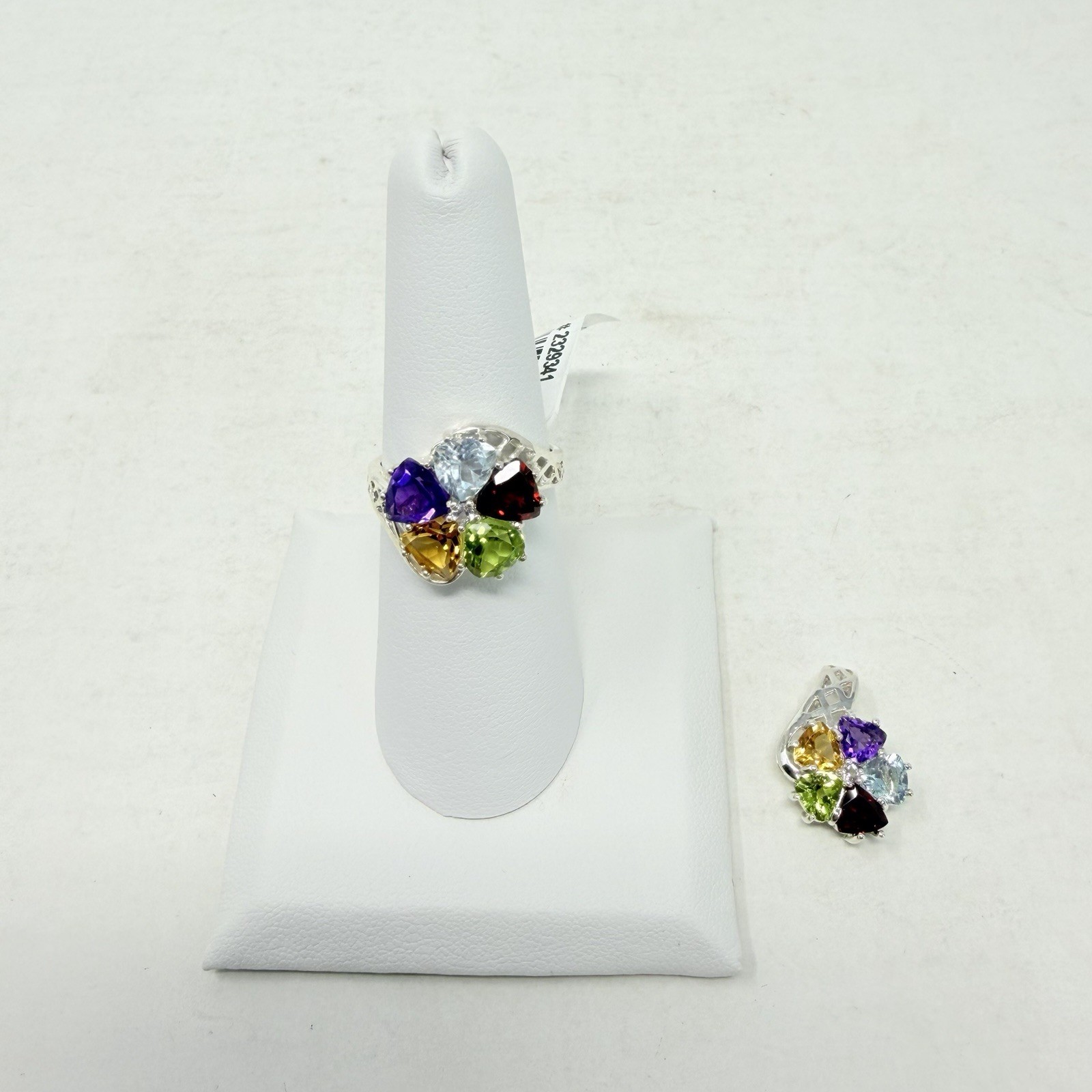 Shop LC Multi Gemstone Pendant without Chain and Ring Set Sterling Silver 5312