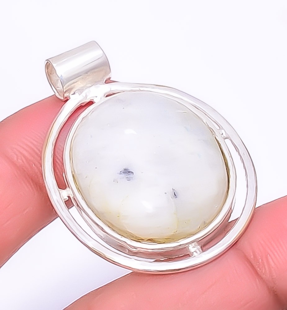 Natural Rainbow Moonstone – Bihar Gemstone 925 Silver Plated Pendant 1.56″F71