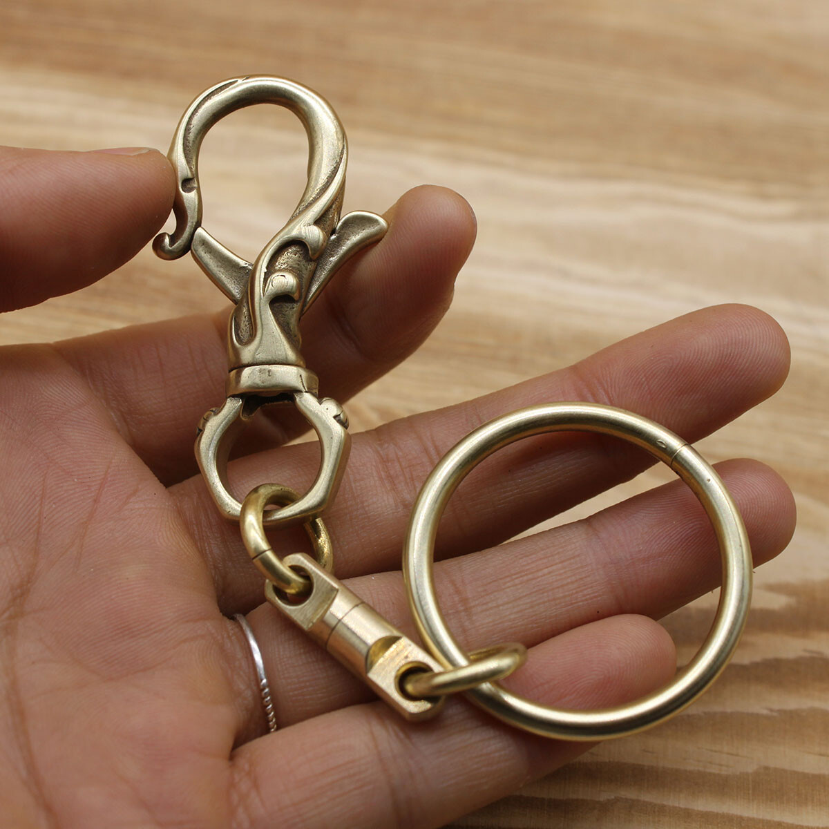 Solid Brass Keychains Pants Clip Hook Bag Hook Handmade Car EDC Keychains