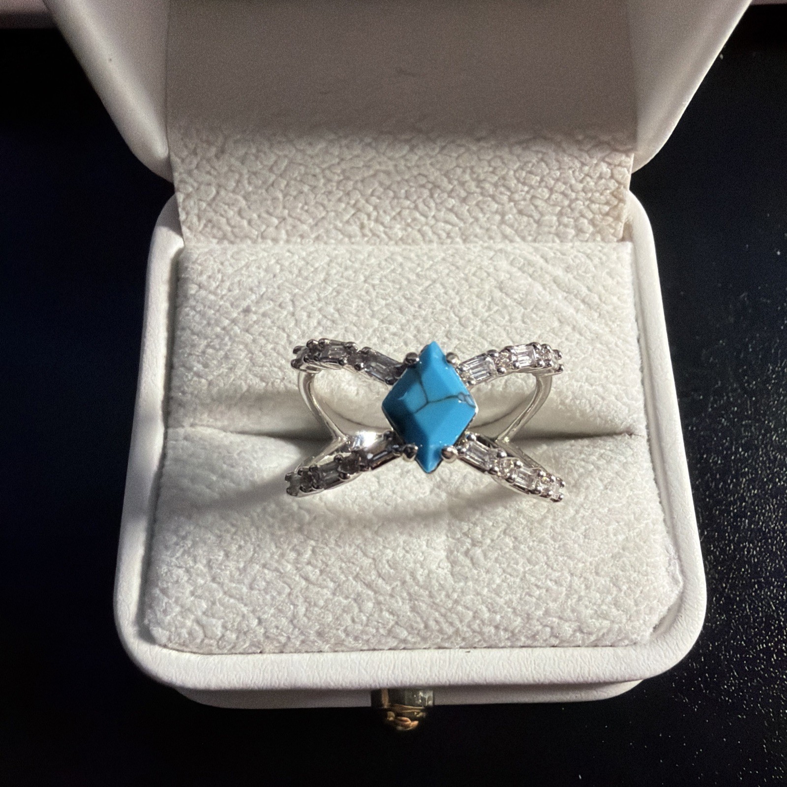 Bomb Party December Ring Sz 10 “Here To Stun” RG68547 Turquoise on Rhodium