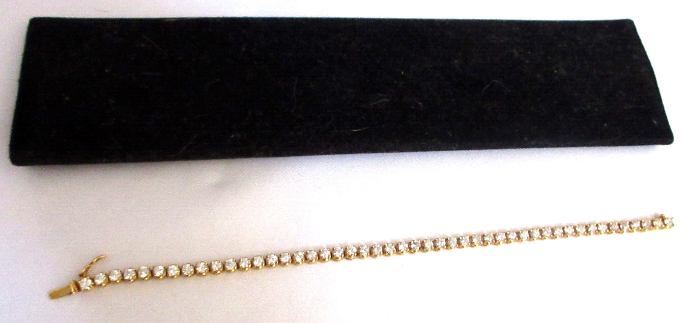 Littman Jewelers Vermeil over Silver Cubic Zirconia Tennis Bracelet Vintage EUC