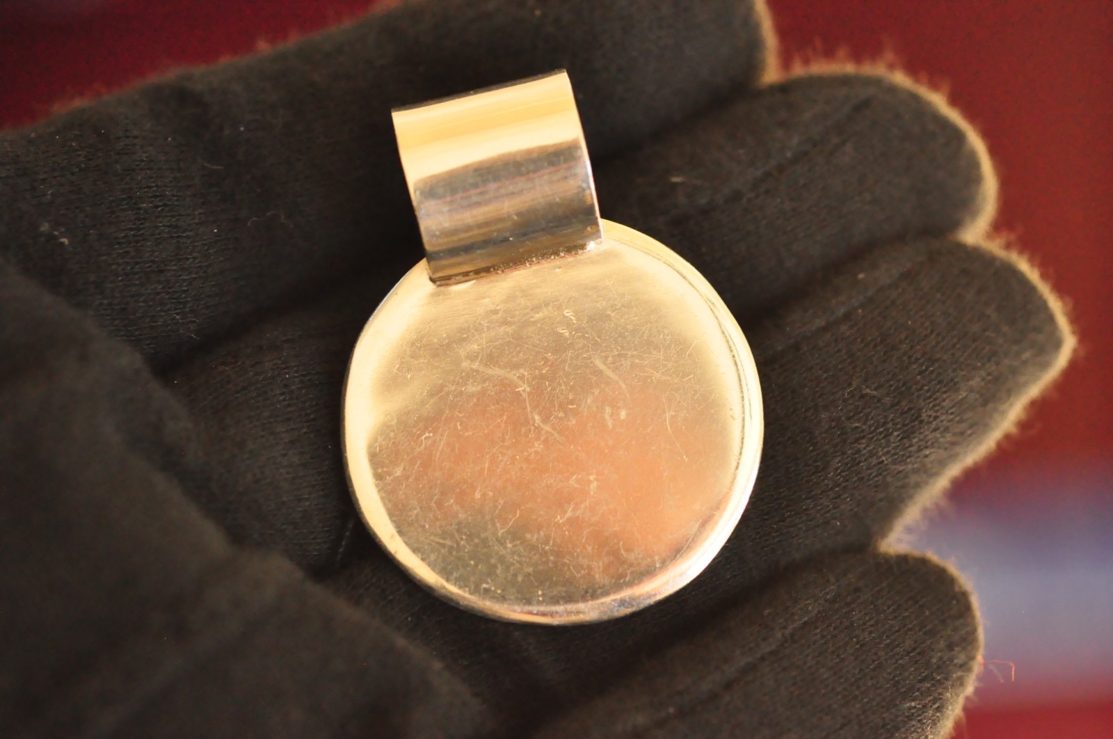 Minimalist Sterling Silver Disc Pendant – AT Mexico 925 – 1.25″ – 16g –Wide Bail