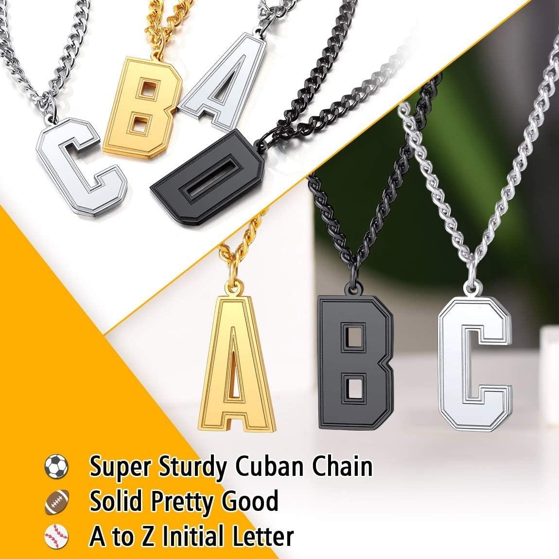 Stunning Monogram Letter Necklace – Adjustable 22″ Curb Chain Gift Box Included