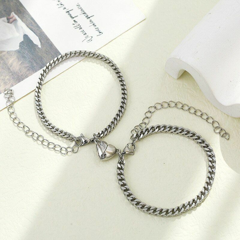 Couple Matching Bracelet Jewelry Heart Shape Magnetic Stainless Fashion Jewelry