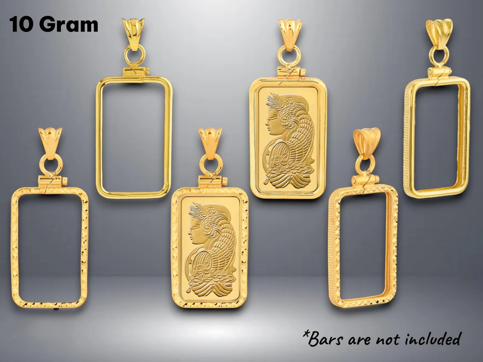 14K Gold Pamp Suisse Lady Fortuna Bar Bezel Mountings Screw Top Plain or Diamond